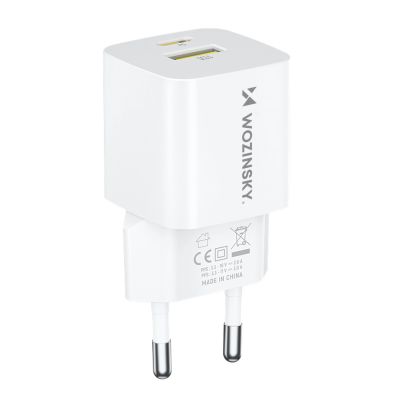 2. Wozinsky WWCEAC GaN USB-A USB-C 33W Wall Charger - White