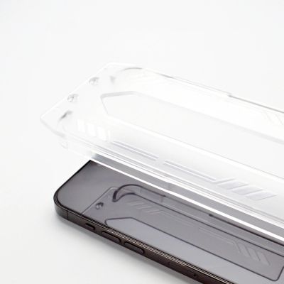 8. 9H tempered glass with mounting frame for iPhone 15 Plus Wozinsky Premium Glass - black