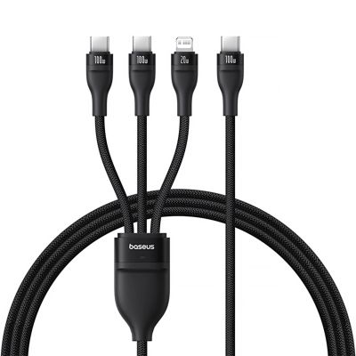 Baseus Flash Series 3 3in1 cable 100W USB-C - USB-C+USB-C+ Lightning 1.5m + 3 x 0.25 m - black
