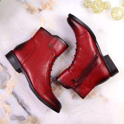 22. Jezzi W JEZ52G red insulated ankle boots with decorations