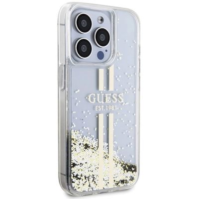 4. Guess Liquid Glitter Gold Stripes case for iPhone 15 Pro Max - transparent