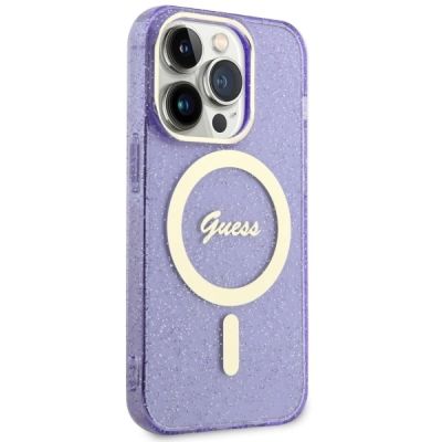4. Guess GUHMP14LHCMCGU iPhone 14 Pro 6.1" purple/purple hardcase Glitter Gold MagSafe