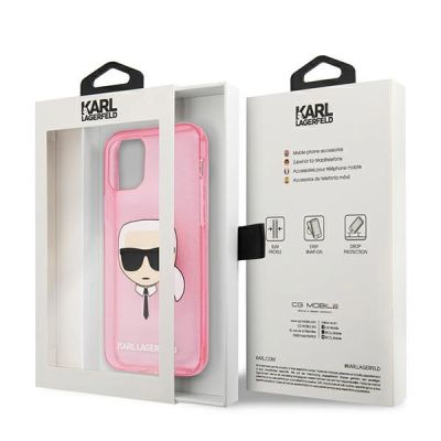 8. Karl Lagerfeld Glitter Karl's Head Case for iPhone 13 mini - Pink