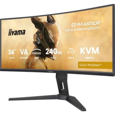 37. iiyama GCB3486WQSCP-B1 monitor 34" VA 3440x1440 500cd/m2 0.4ms 2xHDMI 2xDP USB