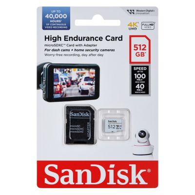 SANDISK HIGH ENDURANCE MEMORY CARD (recorders and monitoring) microSDXC 512GB V30 with adapter