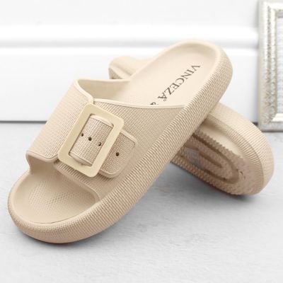 7. Vinceza W JAN308 beige buckle flip-flops