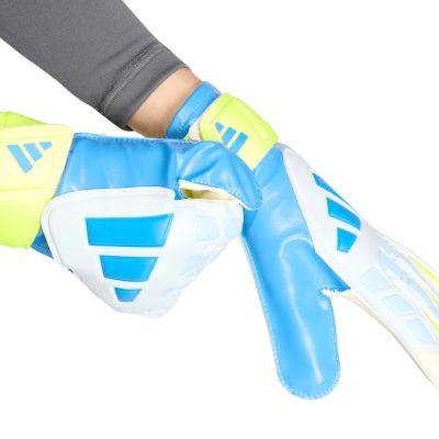 5. adidas Predator Training Kids' Goalkeeper Gloves White, Yellow, and Blue KA7793