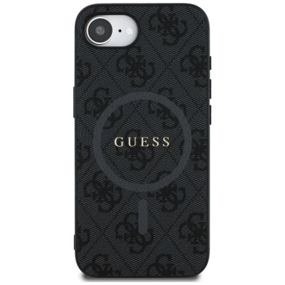 3. Guess PU Leather 4G Colored Ring Case with MagSafe for iPhone 16e - Black