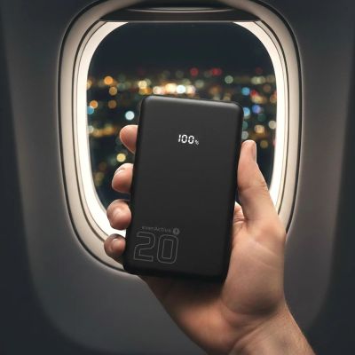 5. EVERACTIVE POWERBANK 20,000mAh, 1x USB, 2x USB-C, 20W, QC4+, LCD, BLACK EB-22QB