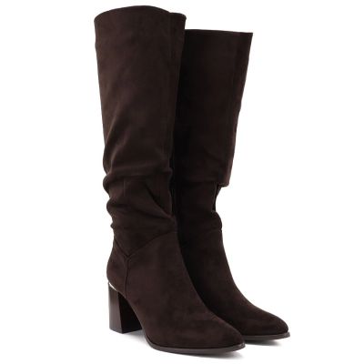 4. Women’s chocolate brown block-heel boots Jezzi MR2623-7