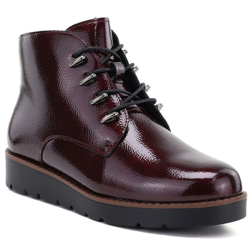 5. Women's patent leather burgundy wedge ankle boots Potocki Z25-JE19360