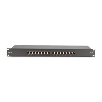 3. Digitus Patch Panel 19'' 16x RJ45, LSA level, cat.6, shielded, 1U, black, cable guide