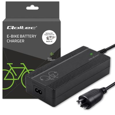 Qoltec Fast Charger for Electric Bike Scooter 36V | 42V | 4A | Bosch Plug + Power Cable