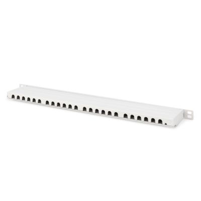 8. High density patch panel 19'' 24x RJ45, LSA level, cat.6A, shielded, 0.5U, gray, cable guide