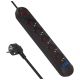 MACLEAN POWER STRIP, EXTENSION CORD, 5 OUTLETS + 3XUSB, 110-240V AC 50/60HZ, 2.1A MAX 2500W, 1.5M, BLACK MCE395 B