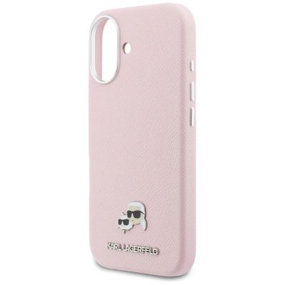 6. Karl Lagerfeld Karl & Choupette Head Pins Saffiano MagSafe Case for iPhone 17 - Pink