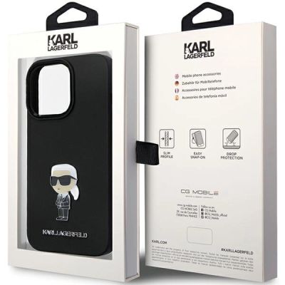 8. Karl Lagerfeld KLHCP14LSMHKNPK case for iPhone 14 Pro - black Silicone Ikonik Metal Pin