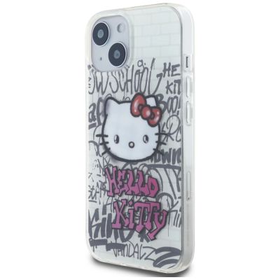 2. Hello Kitty IML Kitty On Bricks Graffiti case for iPhone 15 - white