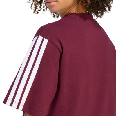 5. Women's adidas Essentials 3-Stripes Boyfriend T-Shirt in Burgundy KF6287