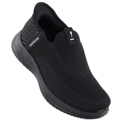 Women's slip-on black sports shoes Potocki BK01312