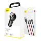 17. Baseus 2x USB 4.8A 24W car charger with LCD + 3in1 cable USB - USB Type C / micro USB / Lightning 1.2m black (TZCCBX-0G)