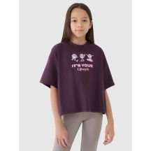 Girls' oversize printed crop top 4F 4FJRSS25TTSHF2587-50S