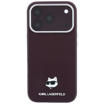 3. Karl Lagerfeld Grained Choupette Head Metal MagSafe case for iPhone 17 Pro / 18 Pro - burgundy