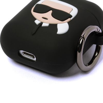 5. Karl Lagerfeld Silicone Ikonik Case for AirPods 1/2 - Black