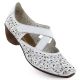 Women's leather openwork high-heeled shoes, white, Rieker 43773-80