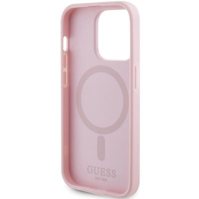 7. Guess GUHMP14LPSAHMCP case for iPhone 14 Pro - pink Saffiano MagSafe