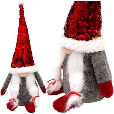 21. DECORATIVE gnome with magic sequins 35cm gray