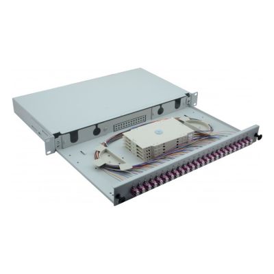 2. 19" Fiber Optic Splice Box 24 x LC Duplex OM4 Ready to Splice Gray
