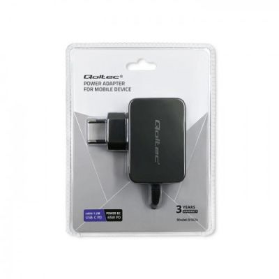5. QOLTEC WALL CHARGER 65W | 5-20V | 3-3.25A | USB TYPE C | PD | BLACK