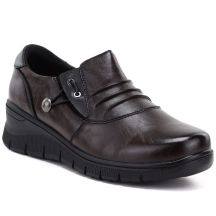 Women's brown leather wedge shoes Vinceza 133118