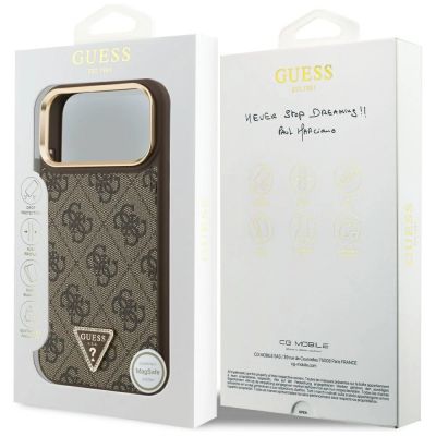 8. Guess 4G Triangle Logo MagSafe Case for iPhone 17 Pro Max - Brown & Gold