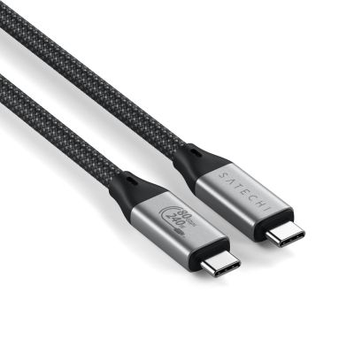 3. Satechi USB4 V2 Pro Cable USB4 Gen 4x2 1.2m USB C 120Gbps 240W Silver, Black