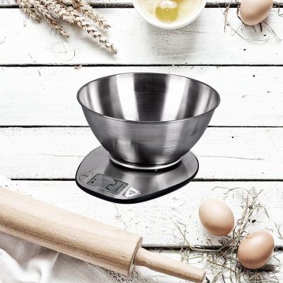 15. ELDOM ELECTRONIC KITCHEN SCALE WK320S RENA ACCURACY 1 G WEIGHT UP TO 5 KG LED DISPLAY STEEL WITH BOWL