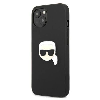 2. Karl Lagerfeld Leather Ikonik Karl's Head Metal Case for iPhone 13 mini - Black