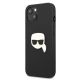 2. Karl Lagerfeld Leather Ikonik Karl's Head Metal Case for iPhone 13 mini - Black