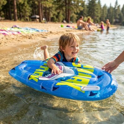 12. INFLATABLE SWIMMING BOARD 100X50CM SHARK 35017 BLUE