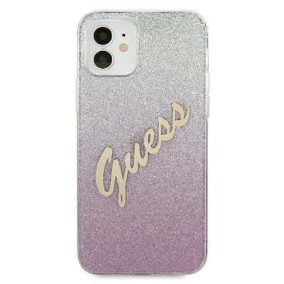 3. Guess GUHCP12SPCUGLSPI iPhone 12 mini 5.4" pink/pink hardcase Glitter Gradient Script
