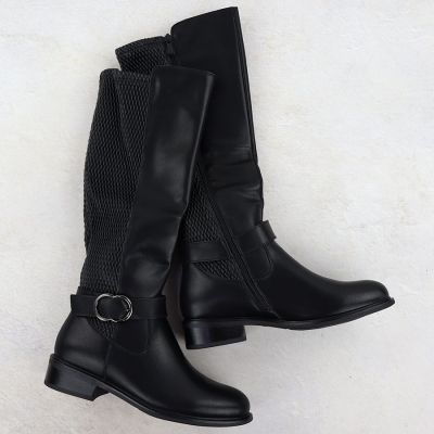 2. Women's boots with a decorative strap on the block, black Filippo 7437