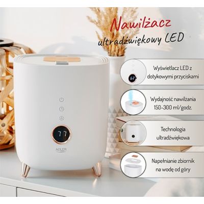 12. Adler AD 7972 Ultrasonic Air Humidifier 4l White 23W