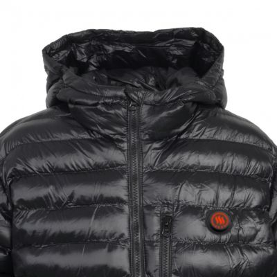 5. GLOVII Heated Men’s Hooded Jacket, Insulated with Synthetic Down, XL, Black, Battery, Charger and Storage Bag, GTMBXL