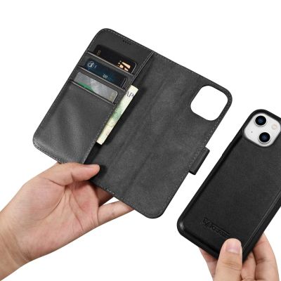 15. iCarer Wallet Case 2in1 Cover iPhone 14 Plus Anti-RFID Leather Flip Case Black (WMI14220727-BK)
