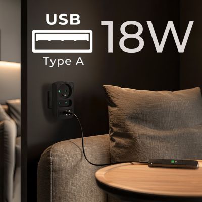 3. MACLEAN POWER SOCKET X2 + 4XUSB, SPLITTER WITH 2 SOCKETS, 2XUSB A, 2XUSB C PD 20W, 1X16A + 1X6A MCE249 F/B