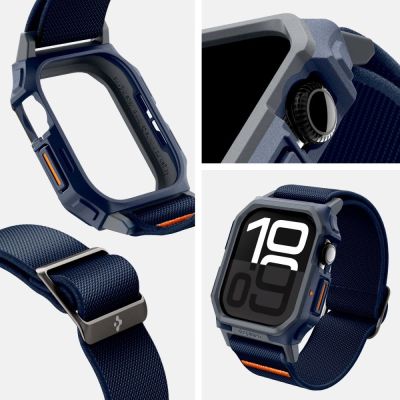 9. Spigen Lite Fit "Pro" Strap for Apple Watch 10 46mm - Navy Blue