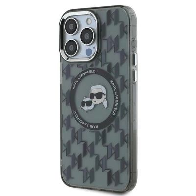 2. Karl Lagerfeld IML Monogram Karl & Choupette Head MagSafe Case for iPhone 15 Pro Max - Black