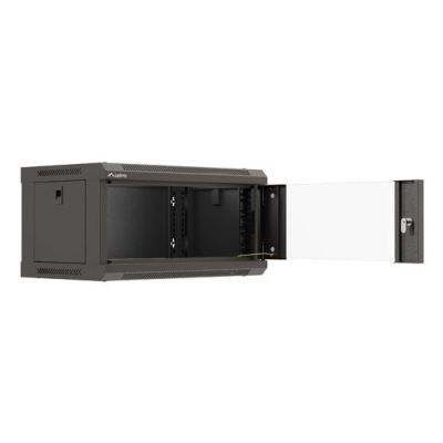 6. Wall-mounted rack installation cabinet 19" 4U 540x350 black glass door LANBERG (flat pack)