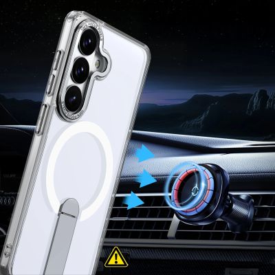 6. Hybrid Armor X Case for Samsung Galaxy S26 Plus with Stand, Compatible with MagSafe - Transparent